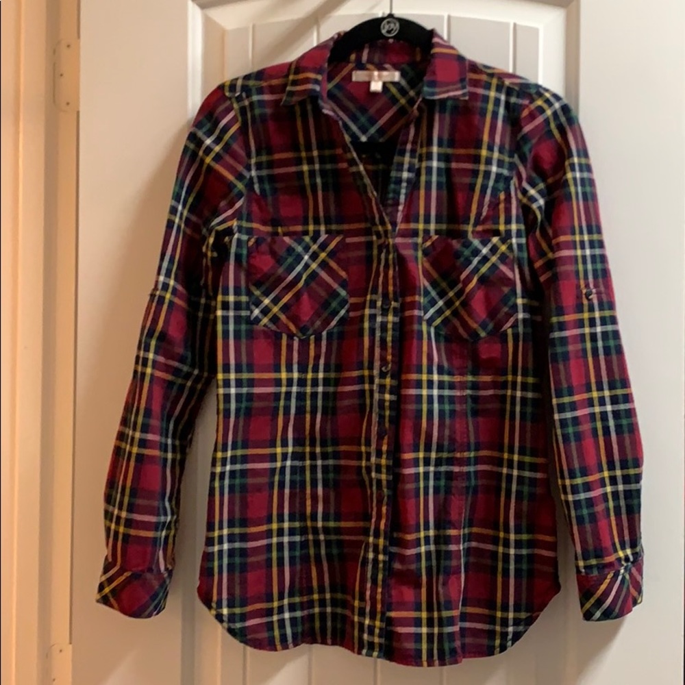 Skies are Blue red plaid button down shirt